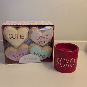 Heart-Shaped Love & Cupcakes Decor Set and Rae Dunn Sparkling Champagne Candle